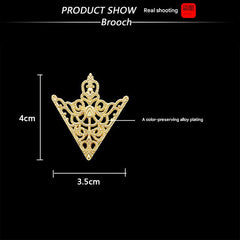Retro Triangle Crown Brooch - Silver
