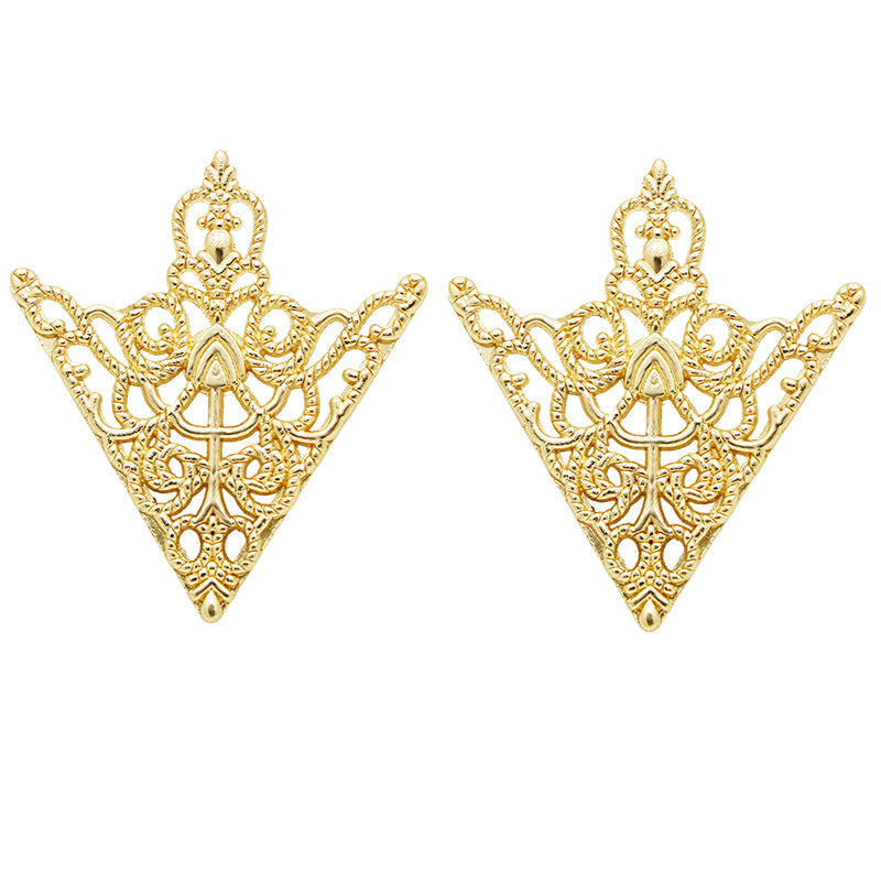 Retro Triangle Crown Brooch - Antique Bronze