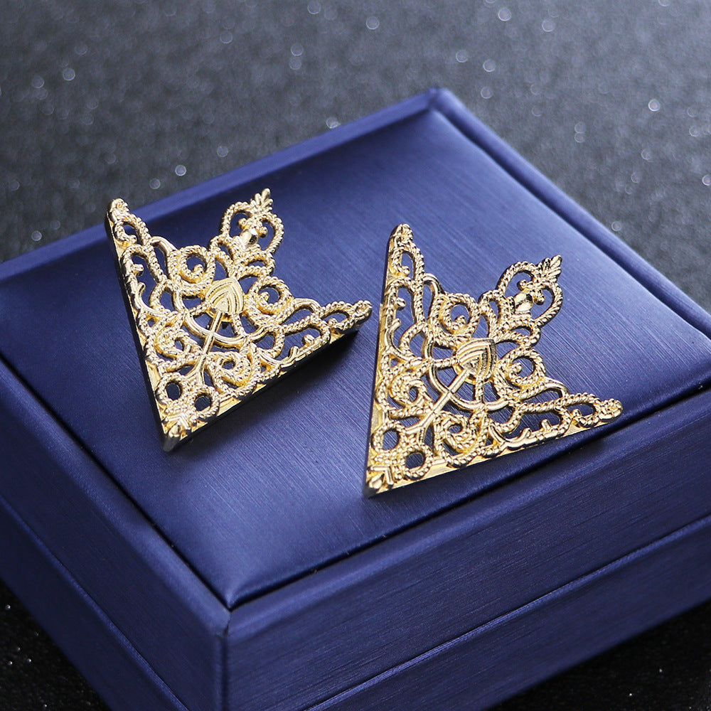Golden Triangle Crown Brooch on Apparel