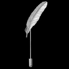 Gunmetal feather lapel pin with elegant details