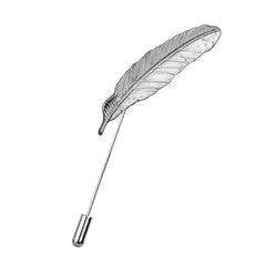 Close-up of a feather lapel pin design