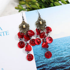 Bohemian earrings styled for an event