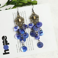 Detailed view of lightweight tassel earrings