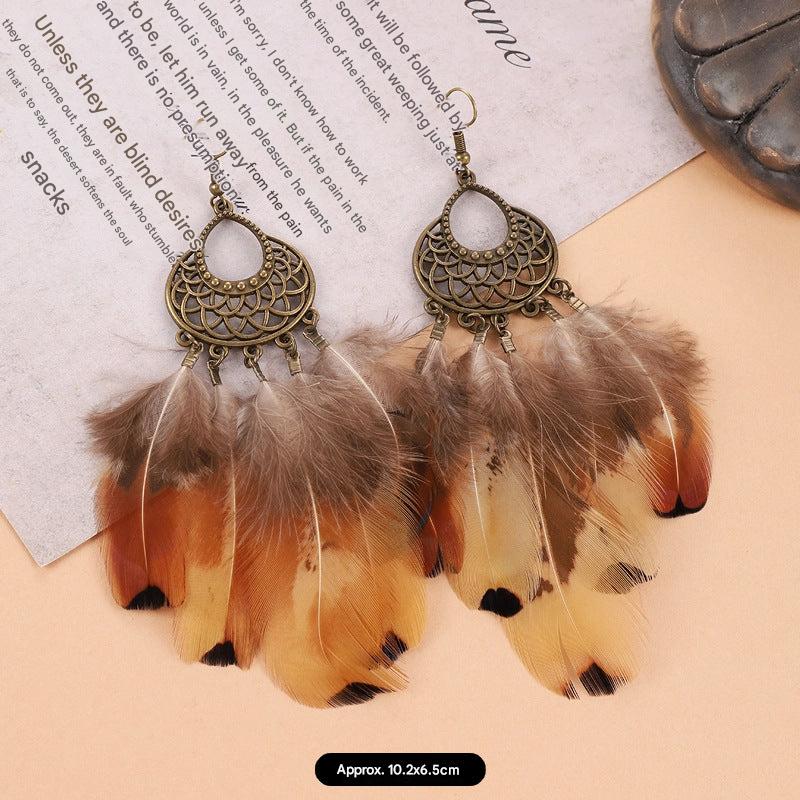 Handcrafted unique earrings on model image 6