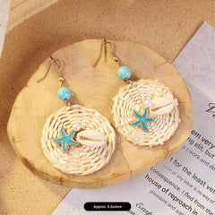Artisan-crafted rattan earrings in bohemian style