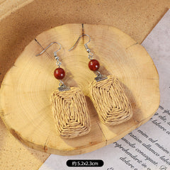 Unique geometric woven earrings for women