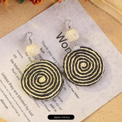 Bohemian vintage woven rattan earrings in vibrant designs