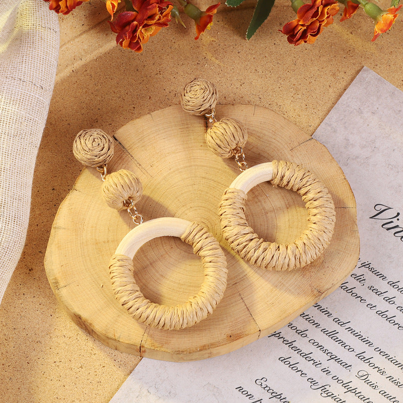 Unique geometric woven earrings for women