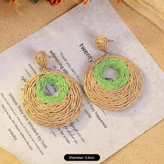 Artisan-crafted rattan earrings in bohemian style