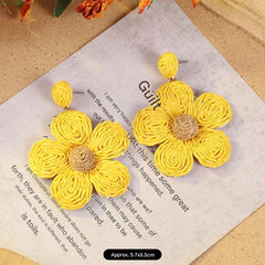 Bohemian vintage woven rattan earrings in vibrant designs