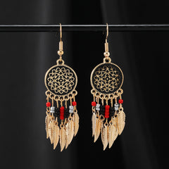 Bohemian Dreamcatcher Tassel Earrings in black