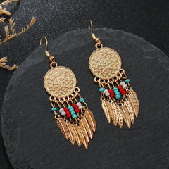 Dreamcatcher earrings styled with casual clothing