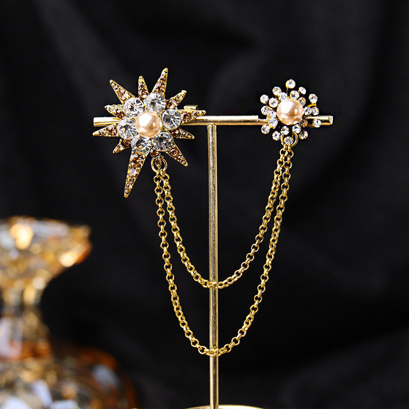 Brooch worn on jacket showing versatility