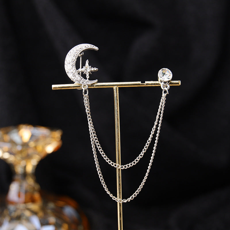 Close-up of elegant pearl-embedded brooch