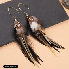 Bohemian long feather earrings in vibrant colours
