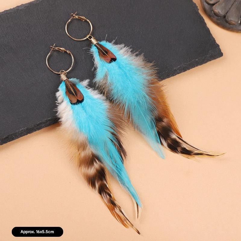 Close-up of feather earrings design