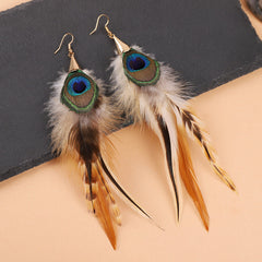Close-up of feather earrings design