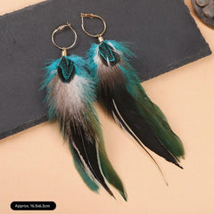 Variety of feather earrings in different colours