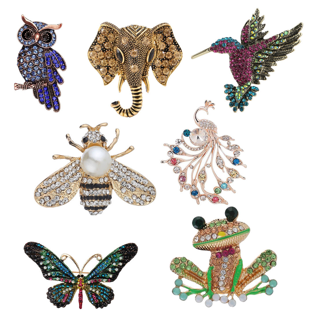 Charming animal pin brooch - Gold butterfly