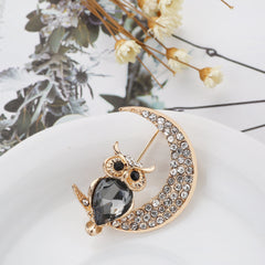 Crystal Owl Brooch with Background