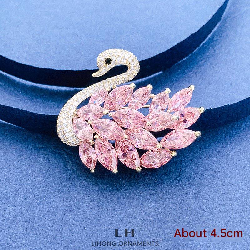 Stylish Swan Brooch on Clothing