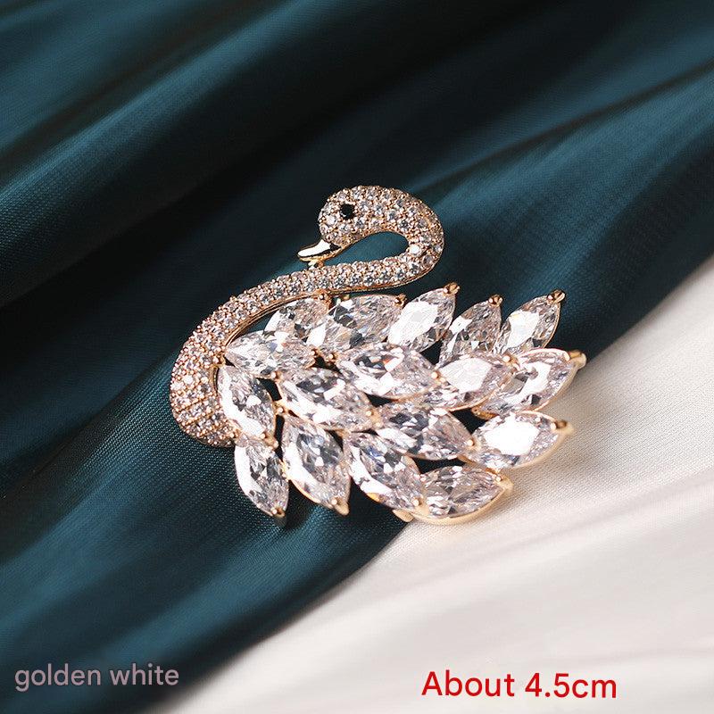 Close-up of Rhinestone Swan Brooch