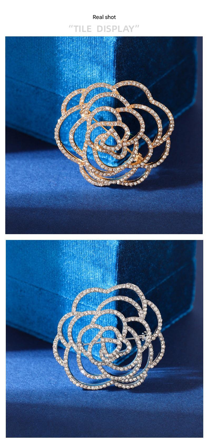 elegant styling of brooch on fabric