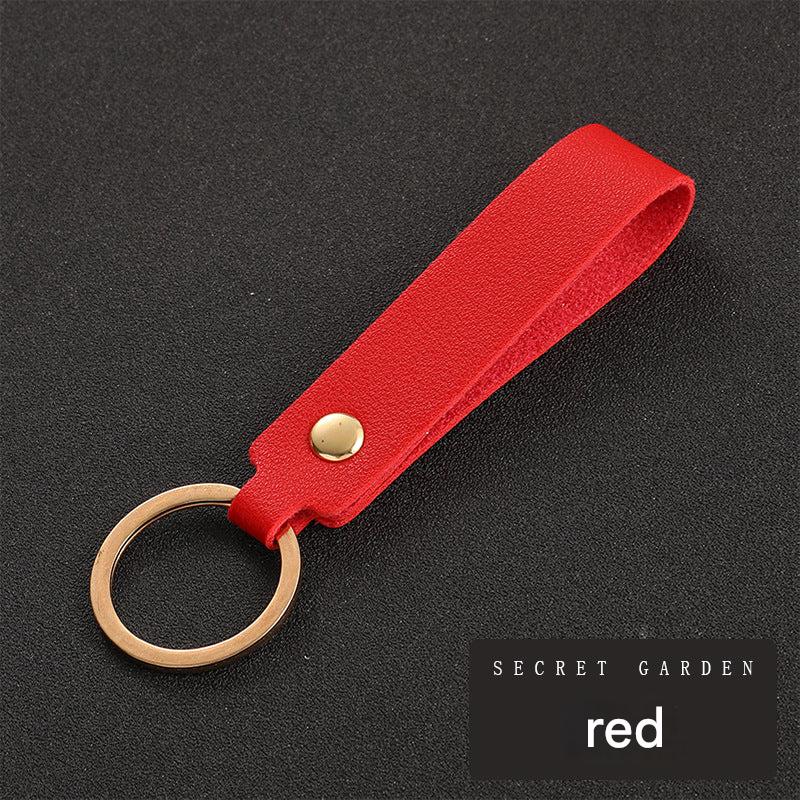 Durable PU leather keychain shown