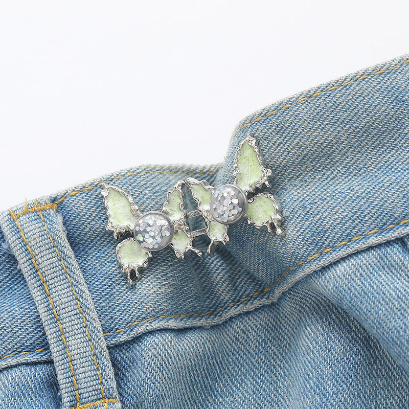 Adjustable Waist Butterfly Buckle with Rhinestones - Side View