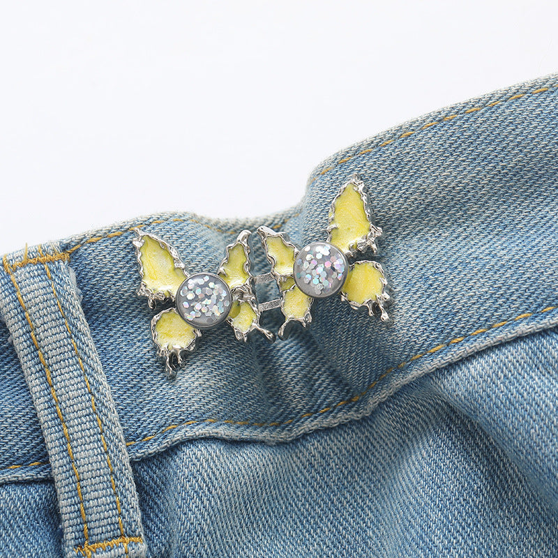 Adjustable Waist Butterfly Buckle with Rhinestones - Back View