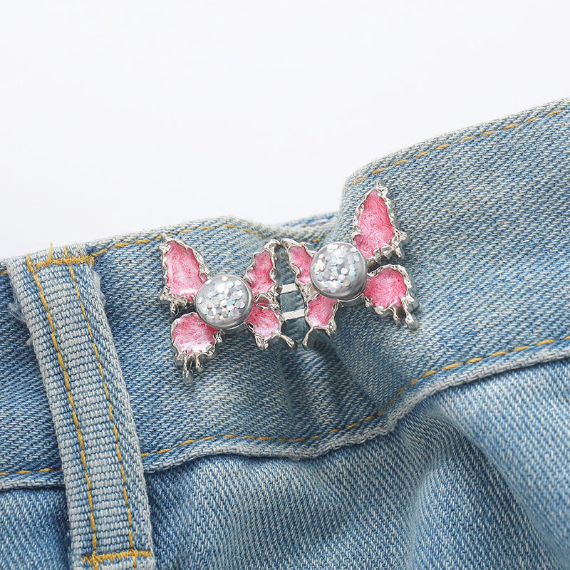 Adjustable Waist Butterfly Buckle with Rhinestones - Buckle Design