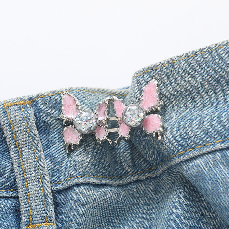 Adjustable Waist Butterfly Buckle with Rhinestones - Close Up