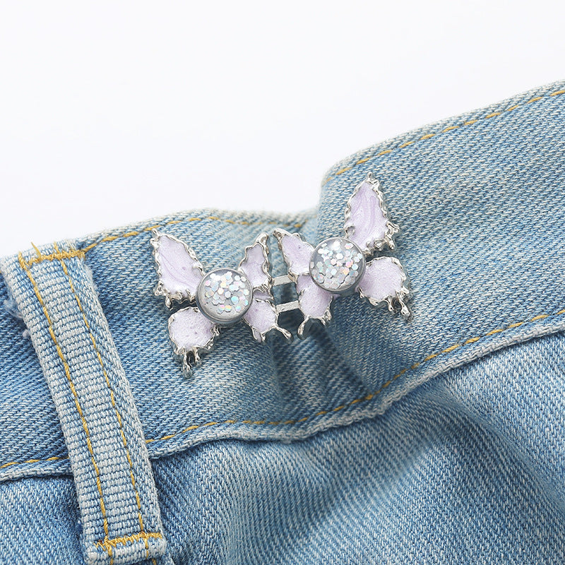 Adjustable Waist Butterfly Buckle with Rhinestones - Color Variety