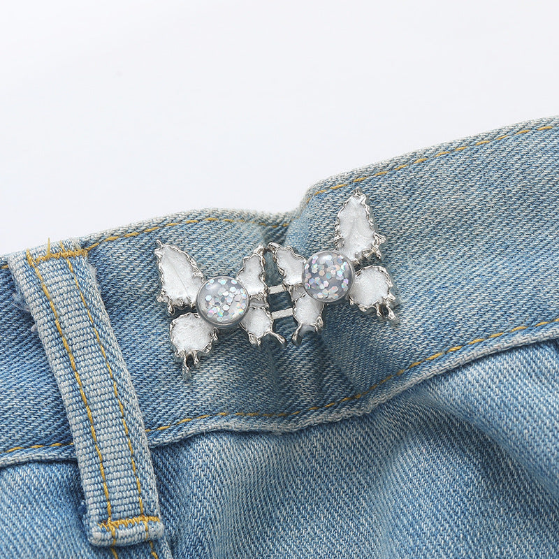 Adjustable Waist Butterfly Buckle with Rhinestones - On Clothing