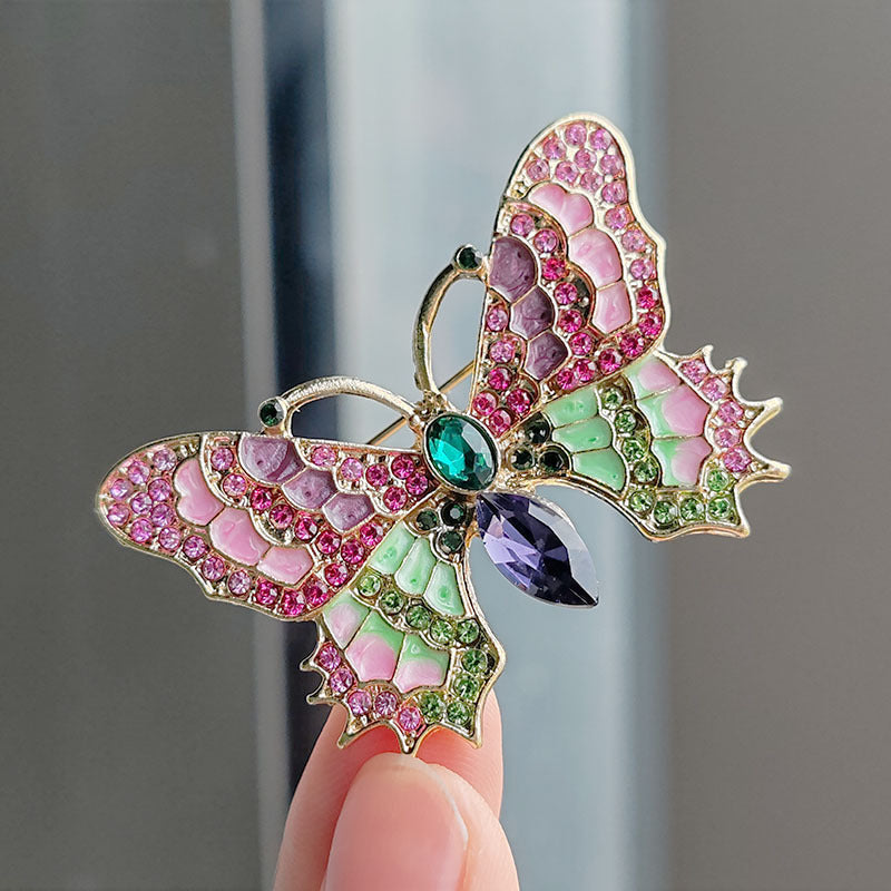 Close-up view of stylish insect pin design