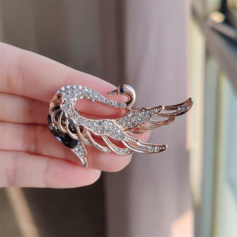 Stylish Swan Brooch showcasing elegant design with crystals