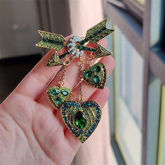 Pink and red tassel accent brooch for women