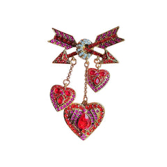 Pink and red tassel accent brooch for women