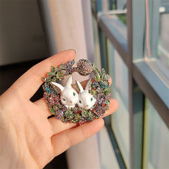 Elegant Rabbit Brooch with Sparkles