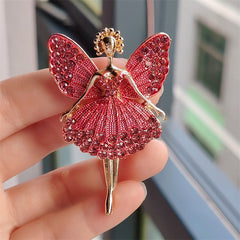 Alloy Ballet Girl Brooch with sparkling rhinestones