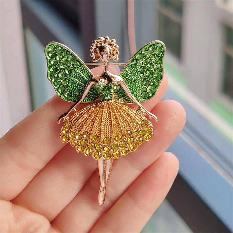 Stylish women's brooch worn on a sweater