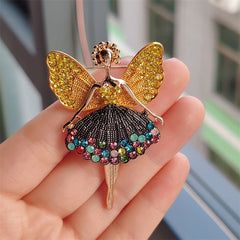 Alloy Ballet Girl Brooch with sparkling rhinestones