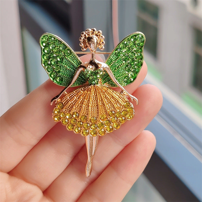 Stylish women's brooch worn on a sweater