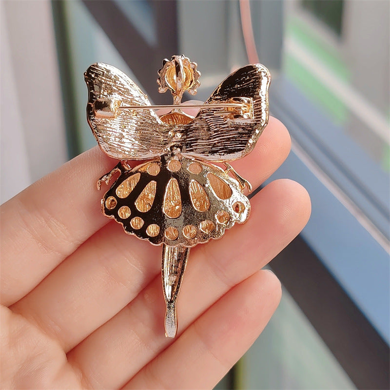 Elegant ballet girl brooch in various colours