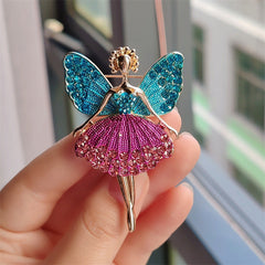 Alloy Ballet Girl Brooch with sparkling rhinestones