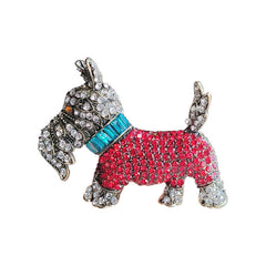 Fashionable rhinestone dog pin accessory displayed
