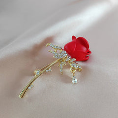 Elegant Tulip Rose Brooch Pin on display