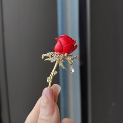 Close-up of Elegant Tulip Rose Brooch Pin