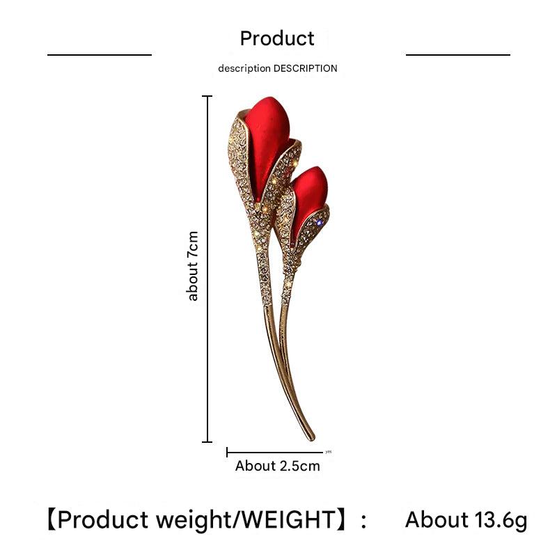 Gift-ready Elegant Tulip Rose Brooch Pin