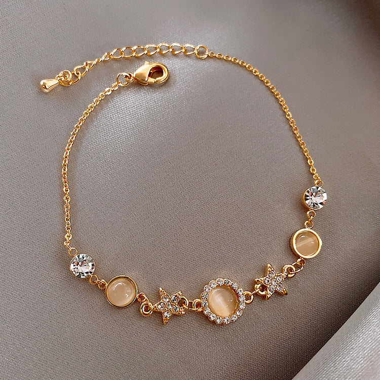 Elegant star-shaped bracelet worn on wrist